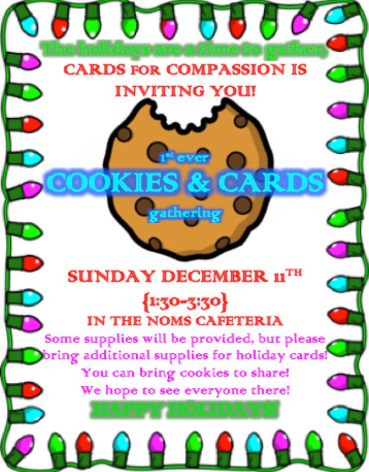 NOHS_C4C's tweet photo. We will jam to holiday music, munch on some cookies, and make some beautiful holiday cards! Come help us spread the cheer! We can't wait! https://t.co/yoTjiRuNvA