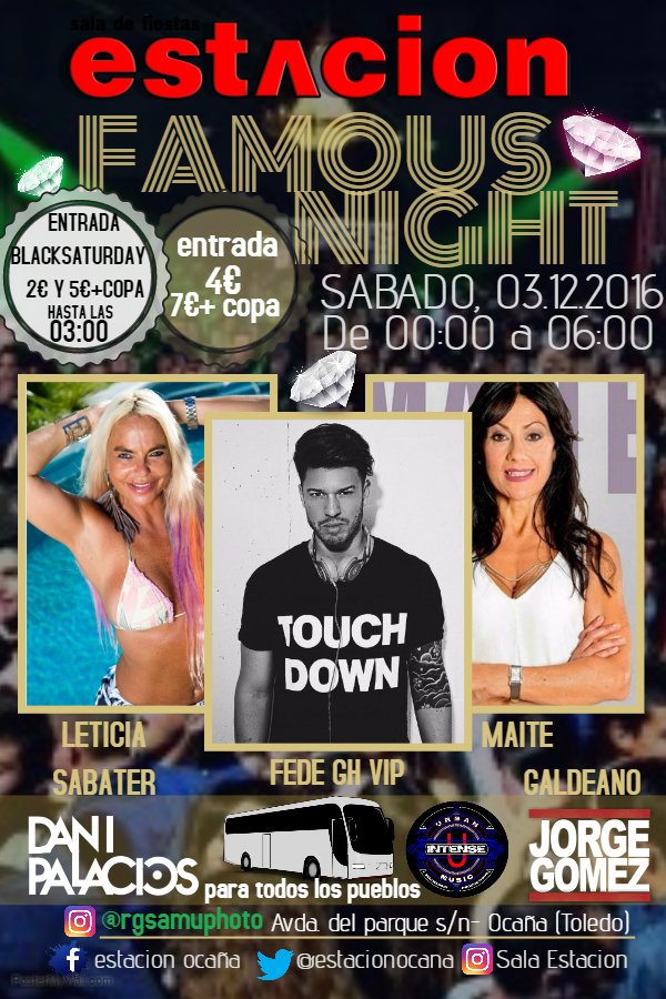 rrppestacion's tweet photo. 🚂🚂 SALA ESTACIÓN 🚂🚂
Sábado 03 de Diciembre
A partir de las 00:00h
 #FAMOUSNIGHT 
contaremos con la mejor música de la mano de @UrbanIntense https://t.co/k7zwnf8s6N