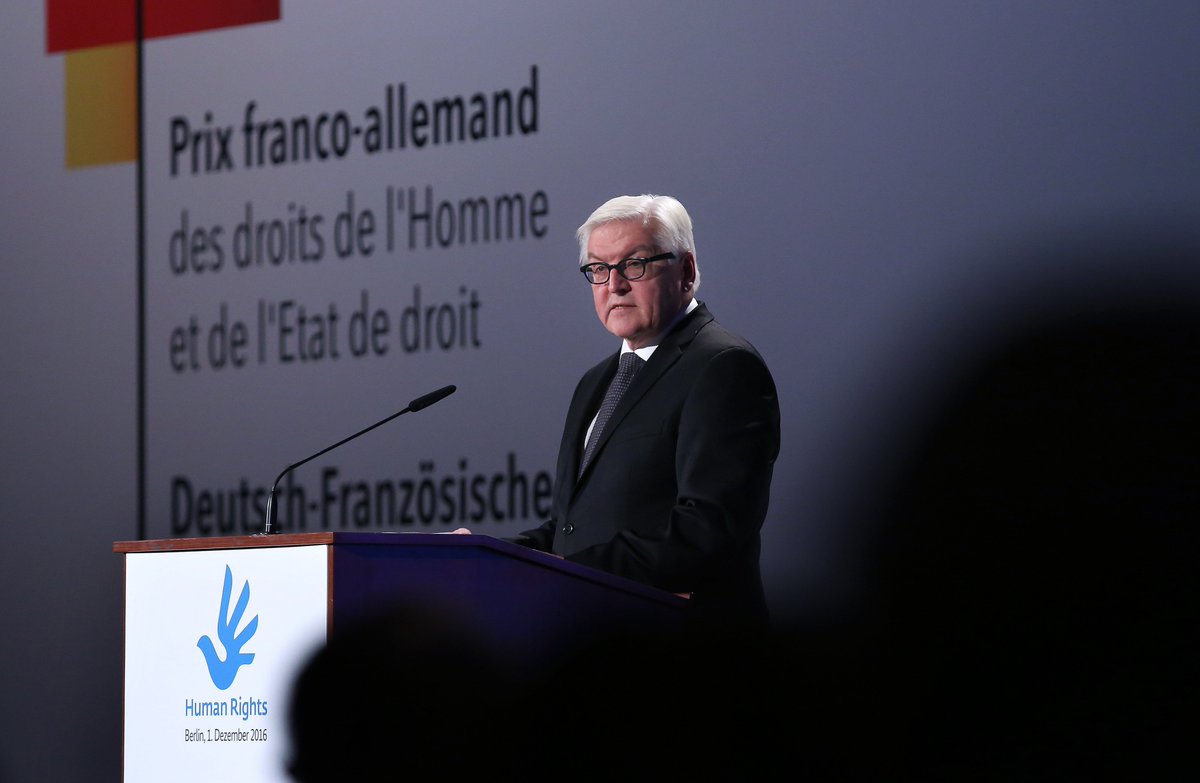 GermanyDiplo's tweet photo. #DFPMR: The first Franco-German Prize for #HumanRights awarded to 16 human rights defenders by FM #Steinmeier and @jeanmarcayrault 🇩🇪🇫🇷 https://t.co/8b7cLXkIGC