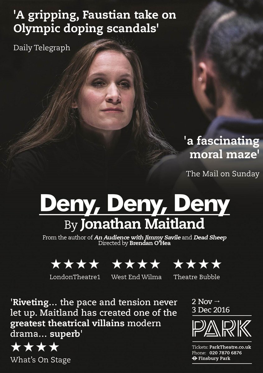 _DenyDenyDeny's tweet photo. 'very cleverly written' @ayoungertheatre 'gripping' @Telegraph 'sharply-acted... thought provoking' @Independent > @ParkTheatre until Sat! https://t.co/dboeDjKoRQ