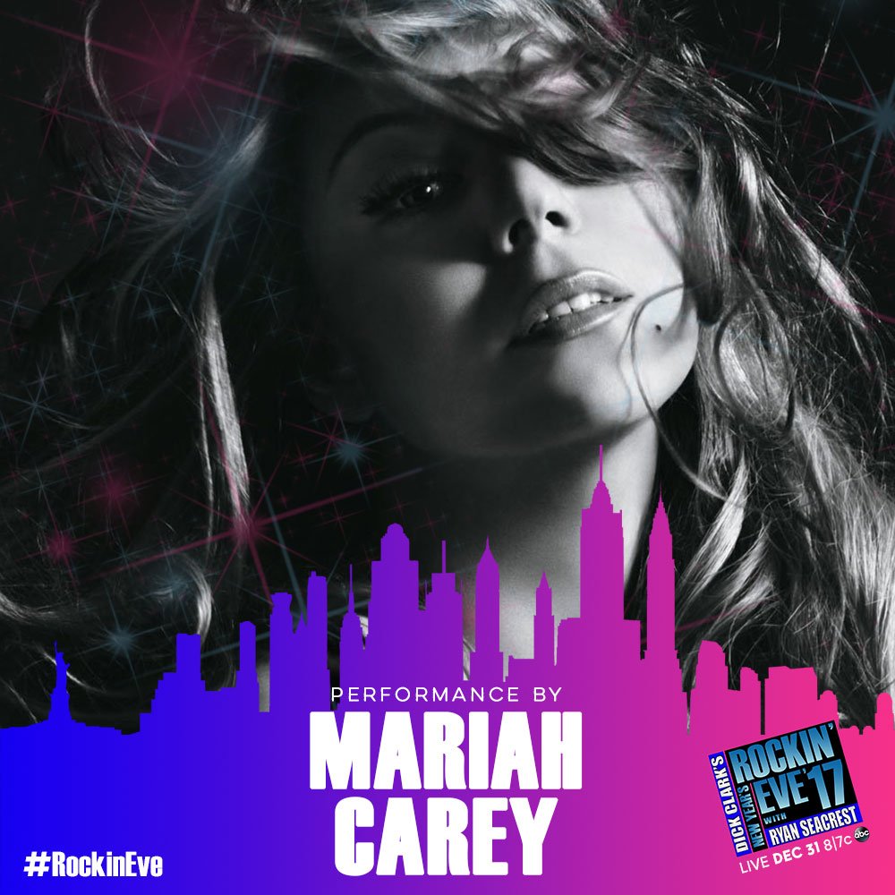 MariahCarey's tweet photo. Ring in 2017 with me on @NYRE where I will be performing moments before the ball drops! #RockinEve 🎉🎉🎉 #festive #moments #NYC https://t.co/NFBGFQplz5