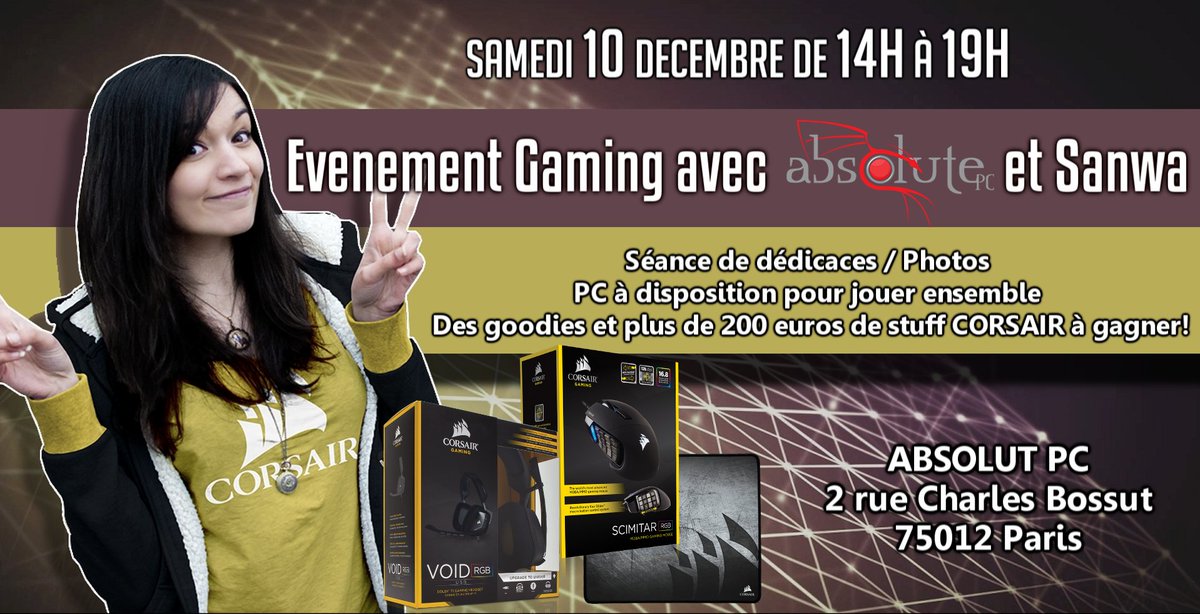 SanwaTV's tweet photo. Je serai exceptionnellement sur Paris ce Samedi 10 au magasin Absolut PC pour passer la journée avec vous ! Soyez présent ! Max de RT svp <3 https://t.co/wu2sOTdkJy