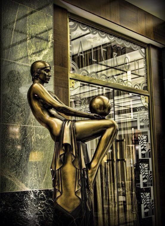 Art Deco Statue in The Altron Restaurant, Prague #artdeco #statue #prague