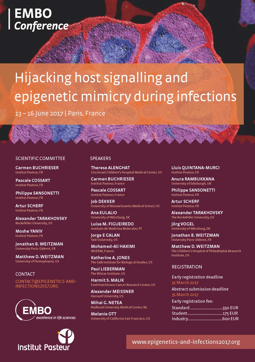 VignuzziLab's tweet photo. EMBO meeting at @institutpasteur on how microbes hijack and modify the host, June 13-17 2017 in Paris. @HarmitMalik is among the speakers! https://t.co/2iRsIe3PFP