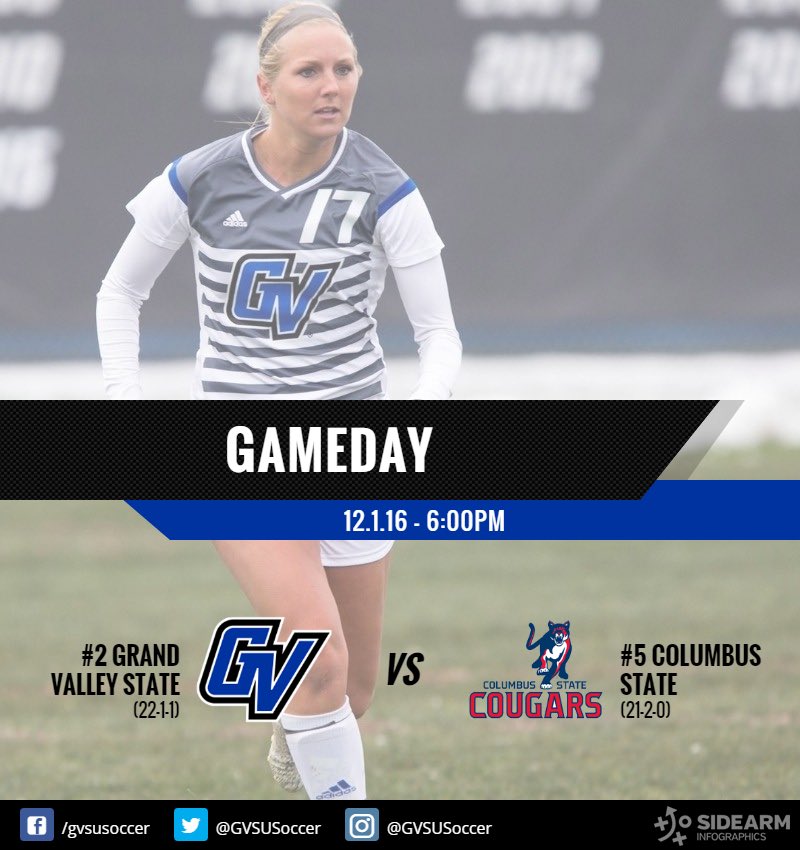 GVSUsoccer's tweet photo. GAMEDAY!!! In Kansas City, the Lakers take on the nation's #1 Offense in the NCAA Semi Finals. #AnchorUp #Compete2Outperform https://t.co/DI1TkaErEg