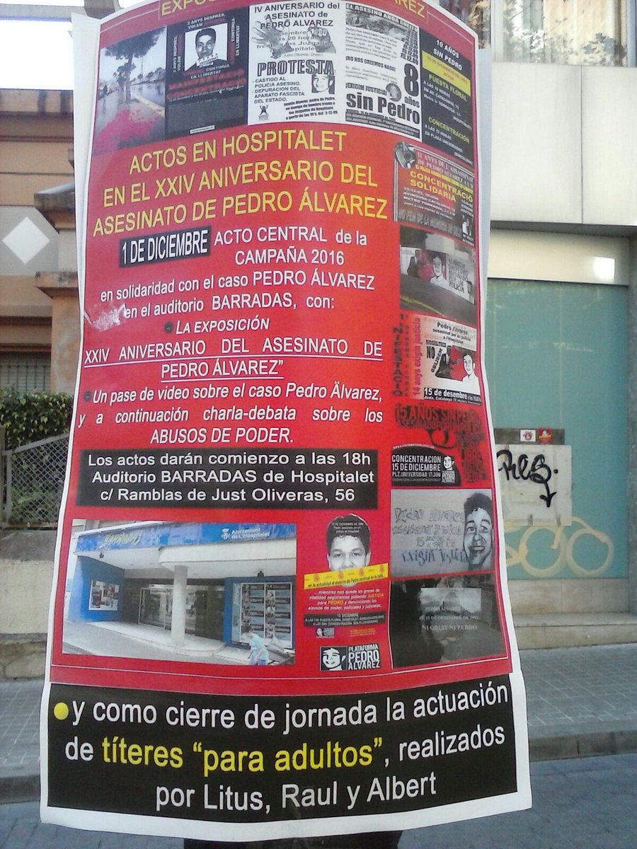 Hoy a partir de las 18h en Auditorio Barradas Hospitalet Ramblas Just Oliveras 56 Titiriteros Litus Raúl y Albert x Justicia Pedro Álvarez