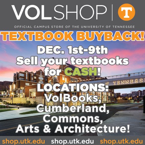 Volshop On Twitter Textbook Buyback Starts Today Stop By One Of