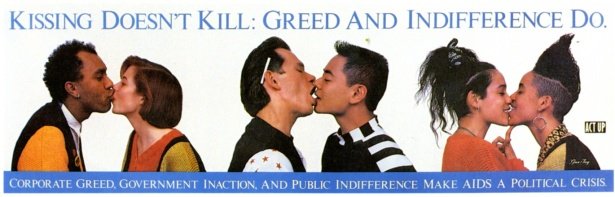 Gran Fury, "Kissing Doesn't Kill," bus poster from 1989. #WorldAIDSDay