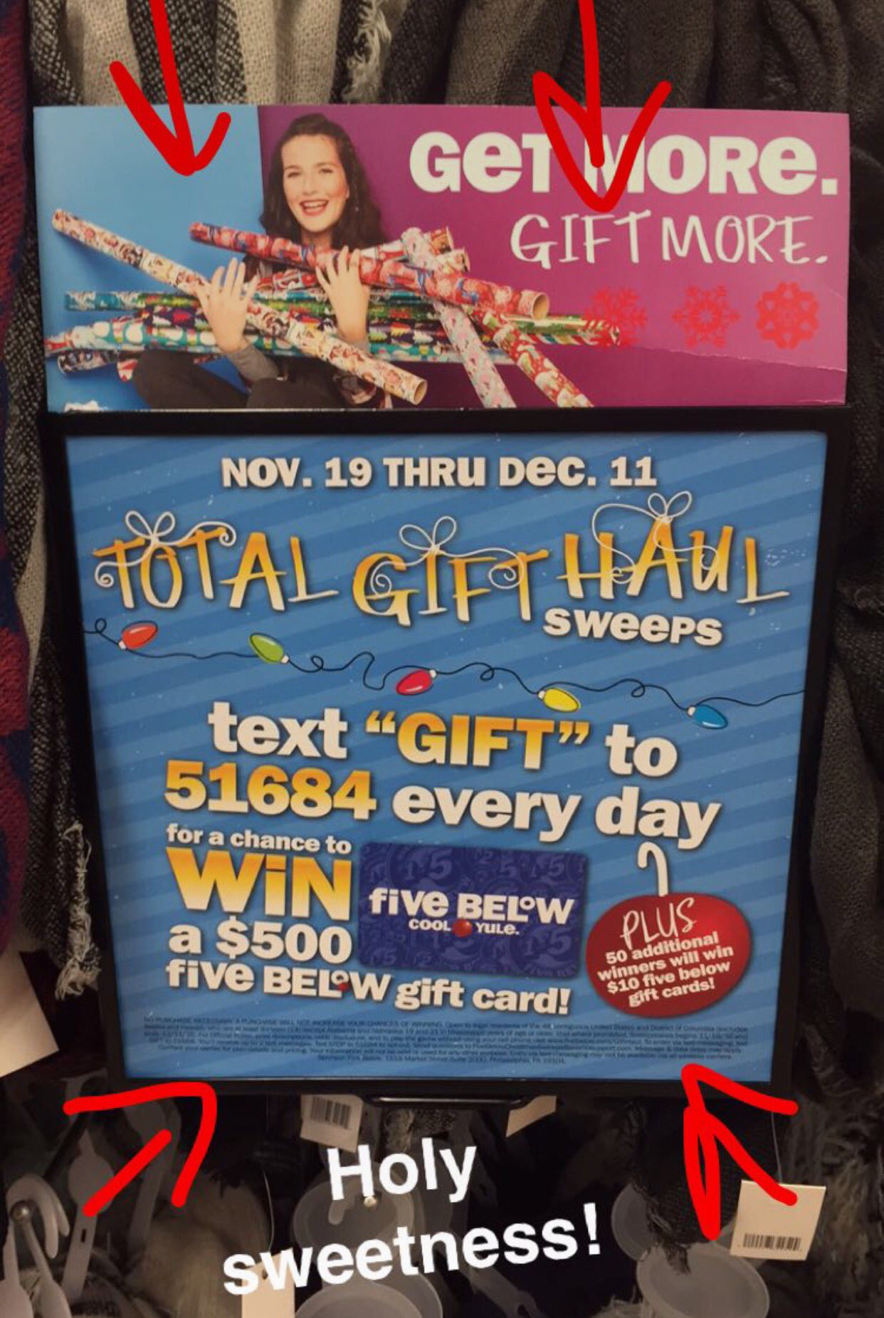 Five Below On Twitter: Win Ur Christmas!🌲🎁 Now Thru Dec. 11Th! Text Gift  To 51684 Or Click To Enter 4 A Chance To Win A $500 Gift Card!  Https://T.co/8Hq01bjucf Https://T.co/Kfvj5o6iwv / Twitter