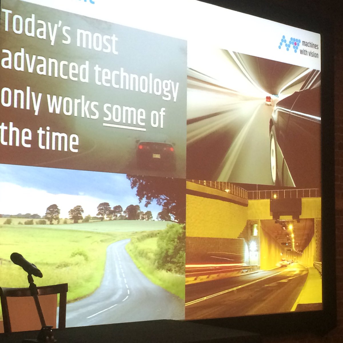cleantechken's tweet photo. Existing #AutonomousVehicles tech struggles with low visibaility, bridges/tunnels (repetitive), foliage (changes) and interference #gcvauto https://t.co/P1fSt6b5v5