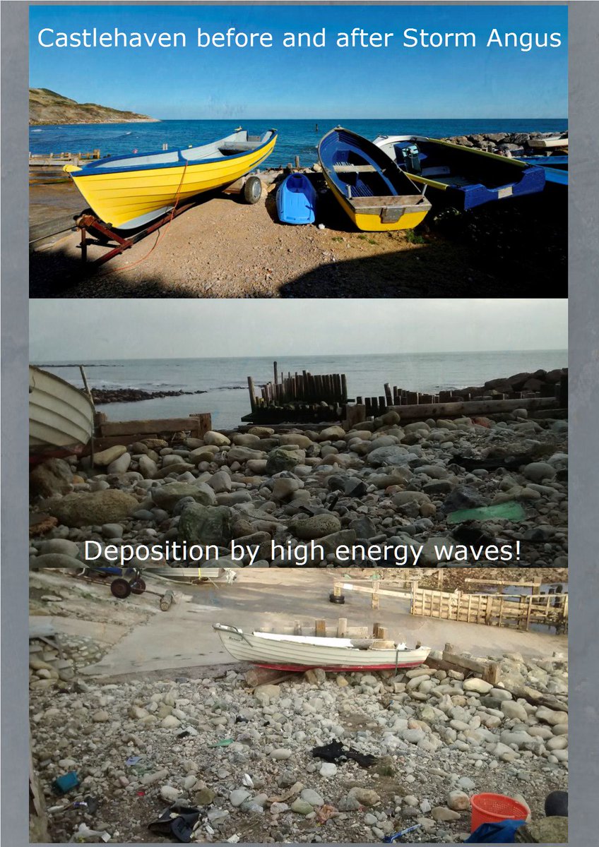 Medina_Valley's tweet photo. Before +after #StormAngus. Photo of Castlehaven on the #IsleofWight @TeacherGeog @teachgeogblog @TeachitGeog @OCR_Geography @GeographicalMag https://t.co/3s6J5LtLw6