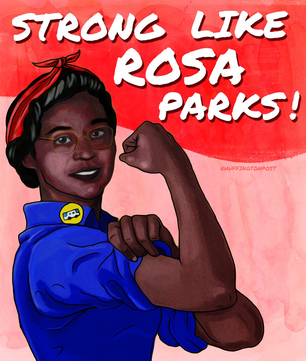 HuffPostWomen's tweet image. On December 1, we honor the day Rosa Parks was arrested for not giving up her bus seat to a white person. #RosaParksDay