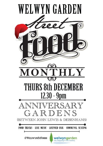 Only 1 week until Christmas Street Food, 8 Dec, live music &amp; festive bar from <a href="/TheTwoWillows/">The Two Willows</a> <a href="/WelwynGarden/">WELWYN GARDEN CITY PROPERTIES</a> <a href="/wgcbid/">Welwyn Garden BID</a>