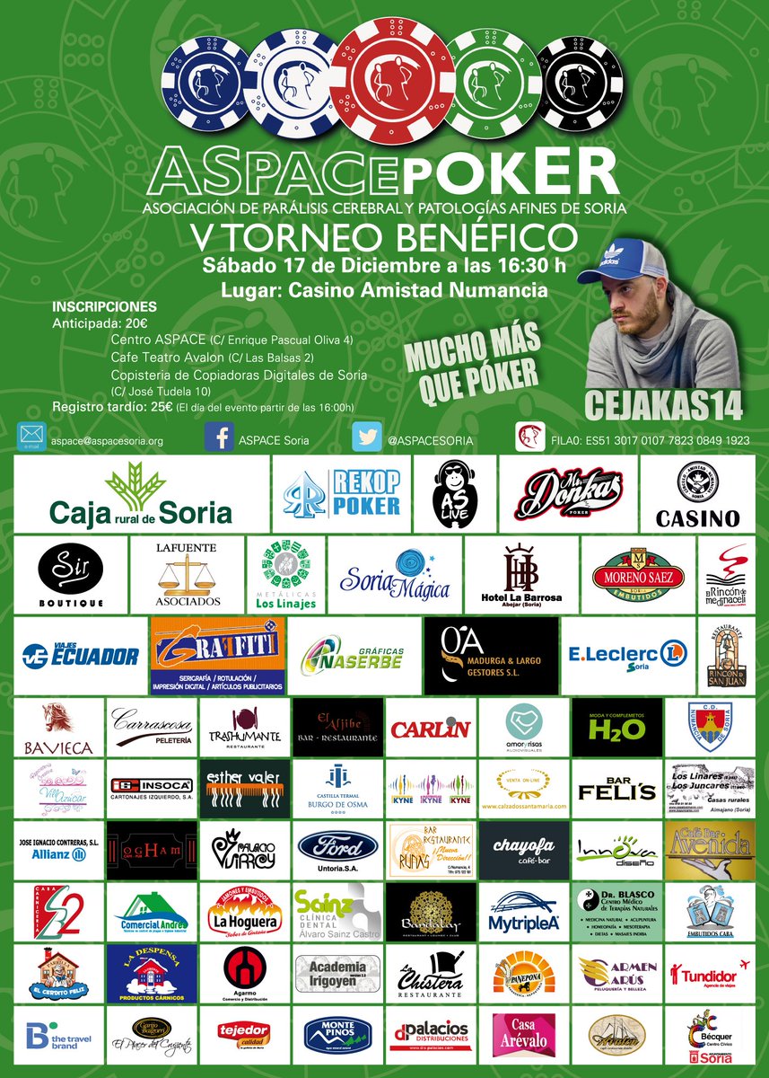 lakekos's tweet photo. Los chicos de @ASPACESORIA estan a tope con la organizacion del Torneo de #AspacePoker. Ya tenemos el cartel, os esperamos el 17 d Diciembre https://t.co/wOicSkMQRB