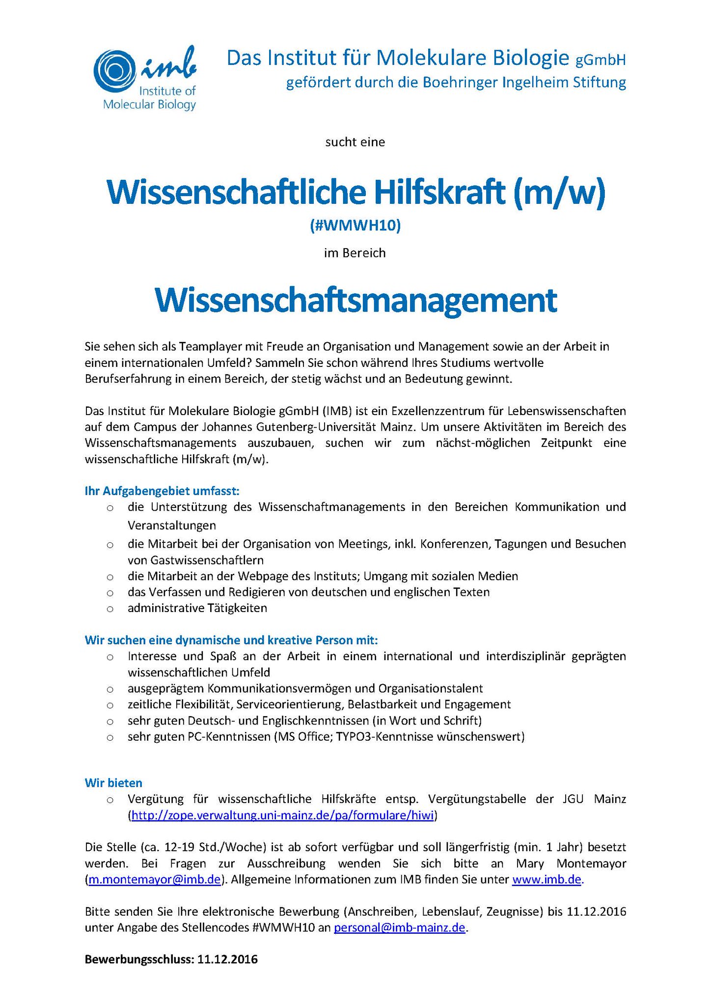 imb mainz on twitter imbs scientific management is looking for a student assistant apply now studentjob - Johannes Gutenberg Lebenslauf imb mainz on twitter imbs scientific management is looking for a student assistant apply now studentjob - Johannes Gutenberg Lebenslauf