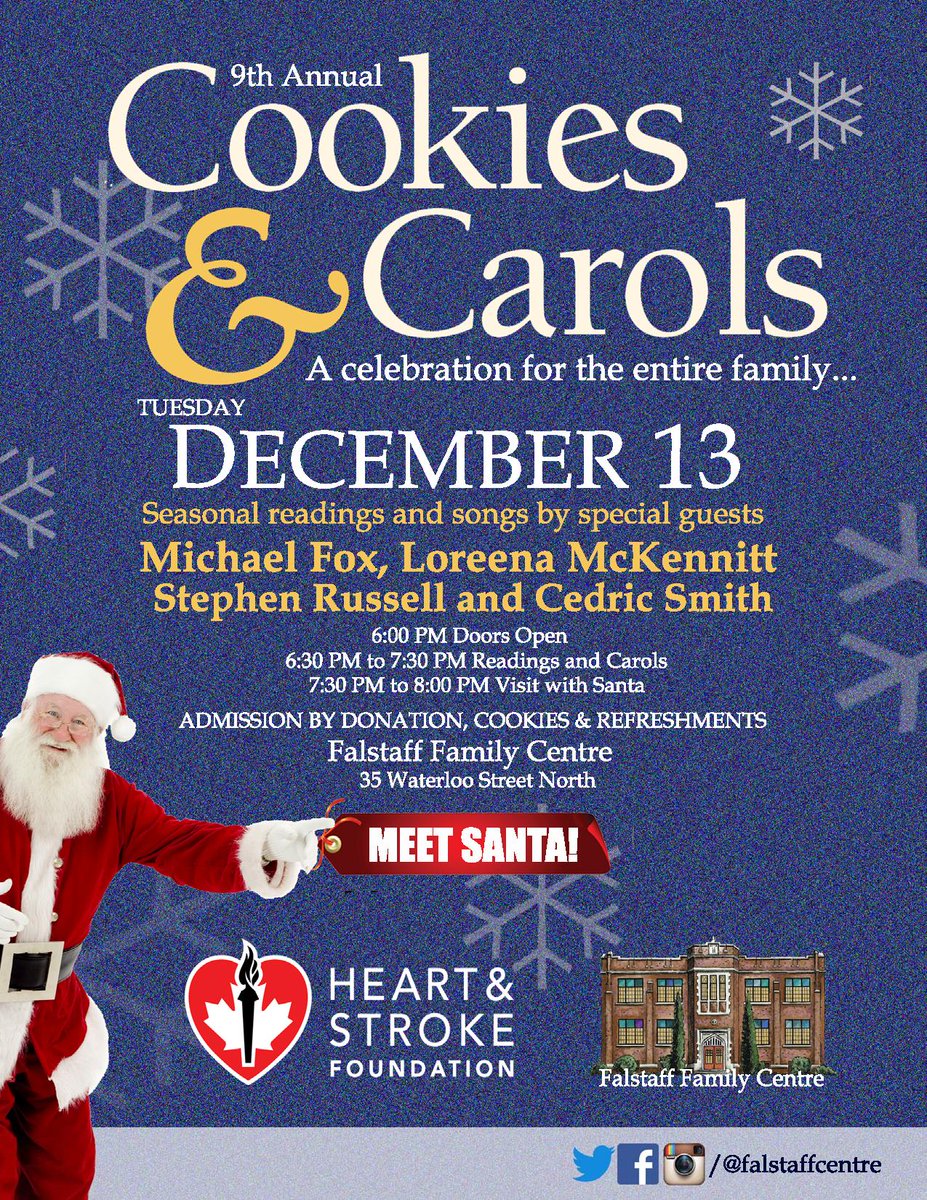 Join us at 'Cookies&amp;Carols' Dec 13 <a href="/falstaffcentre/">The Falstaff Family Centre</a> and have your little ones photo taken with Santa! Celebrate Christmas with us!