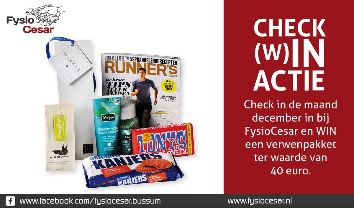 FysioCesar's tweet photo. DECEMBER WIN ACTIE
Check-in op Facebook bij FysioCesar en maak nu kans op dit te gekke verwenpakket. 

Succes!! https://t.co/xAAAwlCBkb