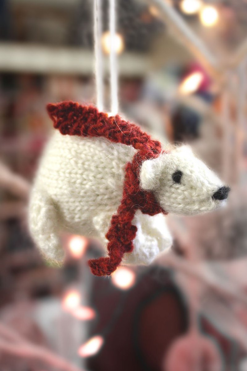 Xmas Gift Idea No 1: Knit your own tree decoration! Polar bear patterns now on sale in Ewe Wool Shop #stamford #stamforduk #shoplocal