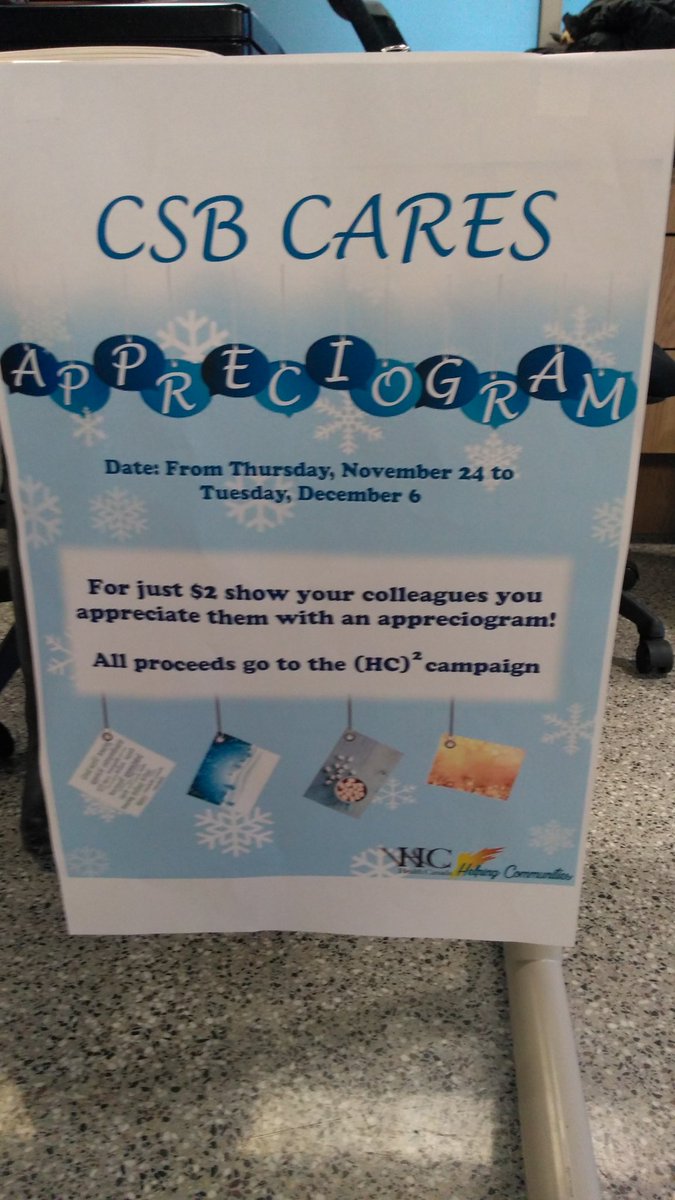 trishbernier's tweet photo. Pop-up Appreciogram table in LCDC building from 10-11am. #CSBCares #IGive @ShauniceHCSC https://t.co/Gnc3NwRcU1