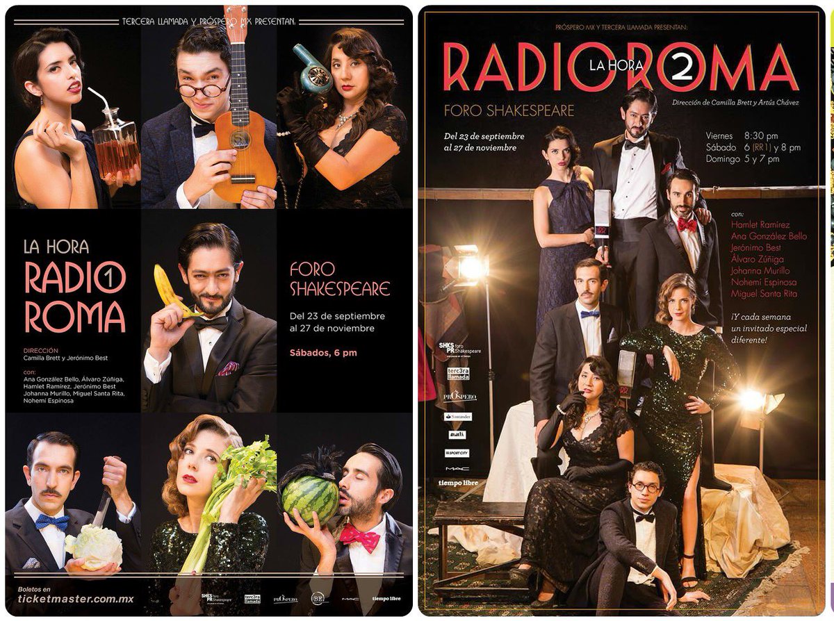 9 FUNCIONES de RR1
41 FUNCIONES de RR2
RR2 nominada como mejor actividad escénica en los premios #CDMX <a href="/LaHoraRadioRoma/">La Hora Radio Roma</a>