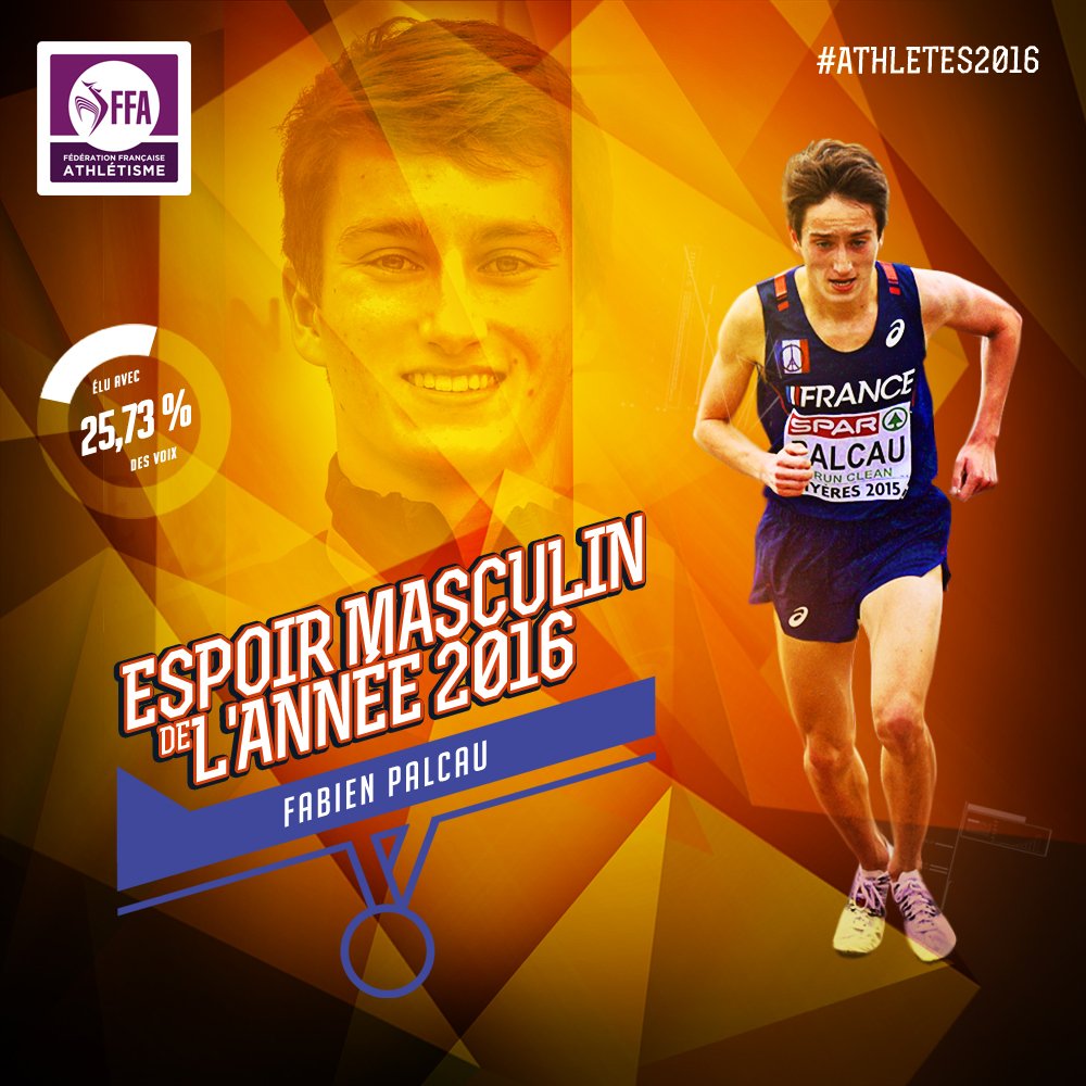 Fabien Palcau a été élu Espoir masculin de l'année 2016 avec 25,73% des voix sur Athle.fr ! #Athlètes2016