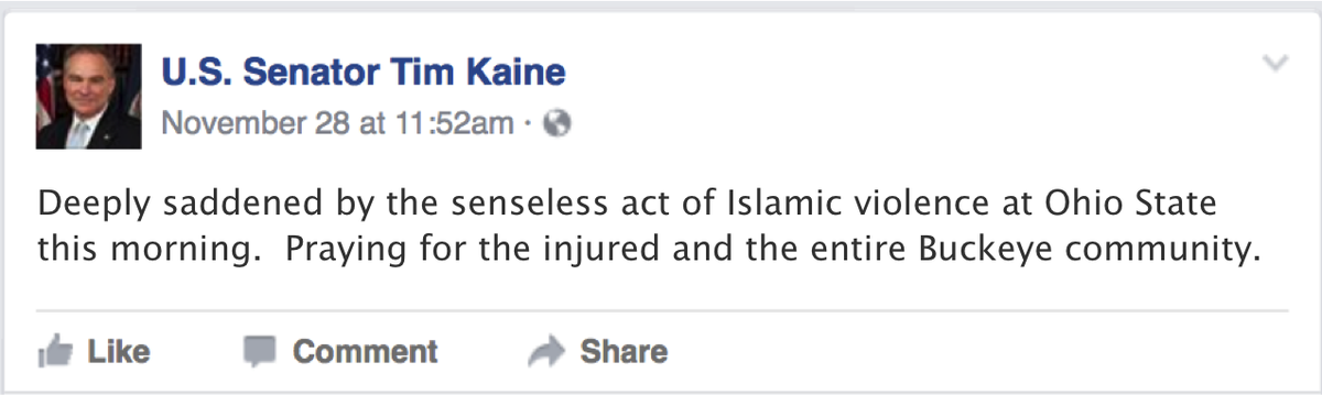 rotormech326's tweet image. magine the outrage if @timkaine had posted this before all the facts were in
#OSUAttacker #fakenews #liberalagenda @XTraceyAnn @kerber74