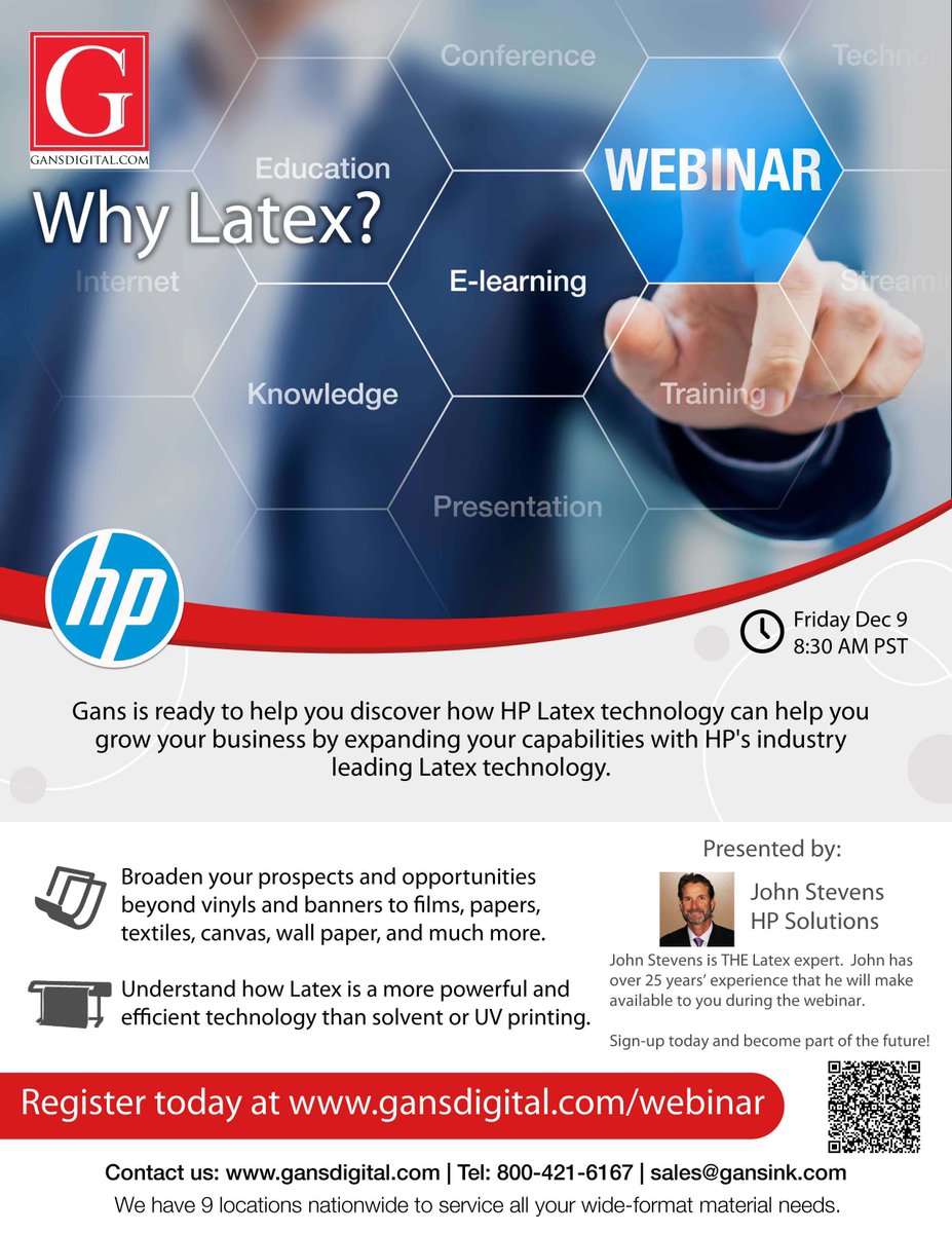 Bigfishdigitall's tweet photo. Another reminder, don't miss out on our HP Latex webinar with host John Stevens! He is the leading expert in HP Latex technology! #gansink https://t.co/y60F235ulU