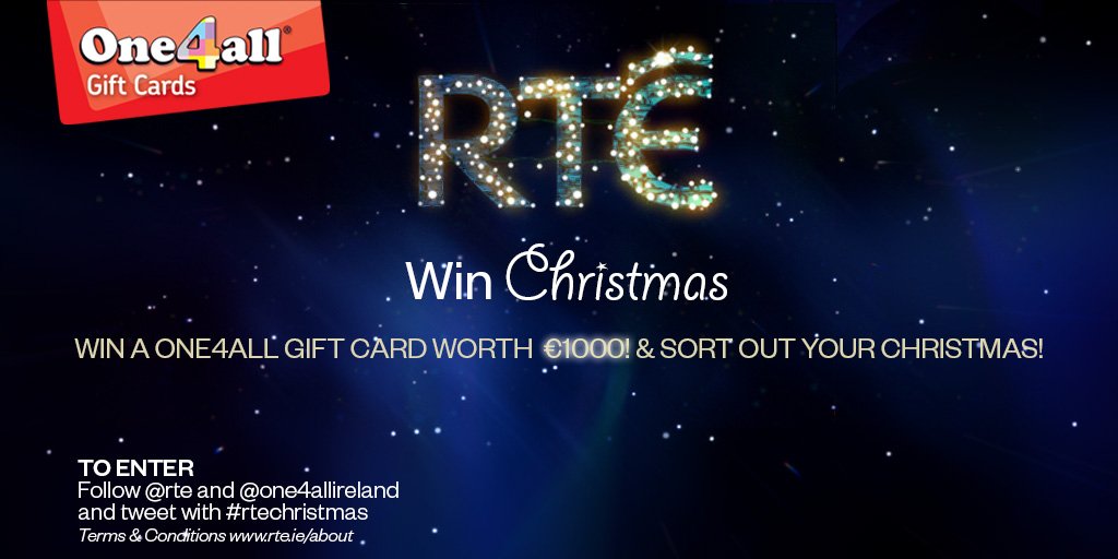 rte's tweet photo. Win Christmas with a fantastic €1000 One4All gift card! To enter: follow @rte &amp; @one4allireland &amp; RT #rtechristmas https://t.co/kZcDqYG3BF https://t.co/rd8rVkG3QB