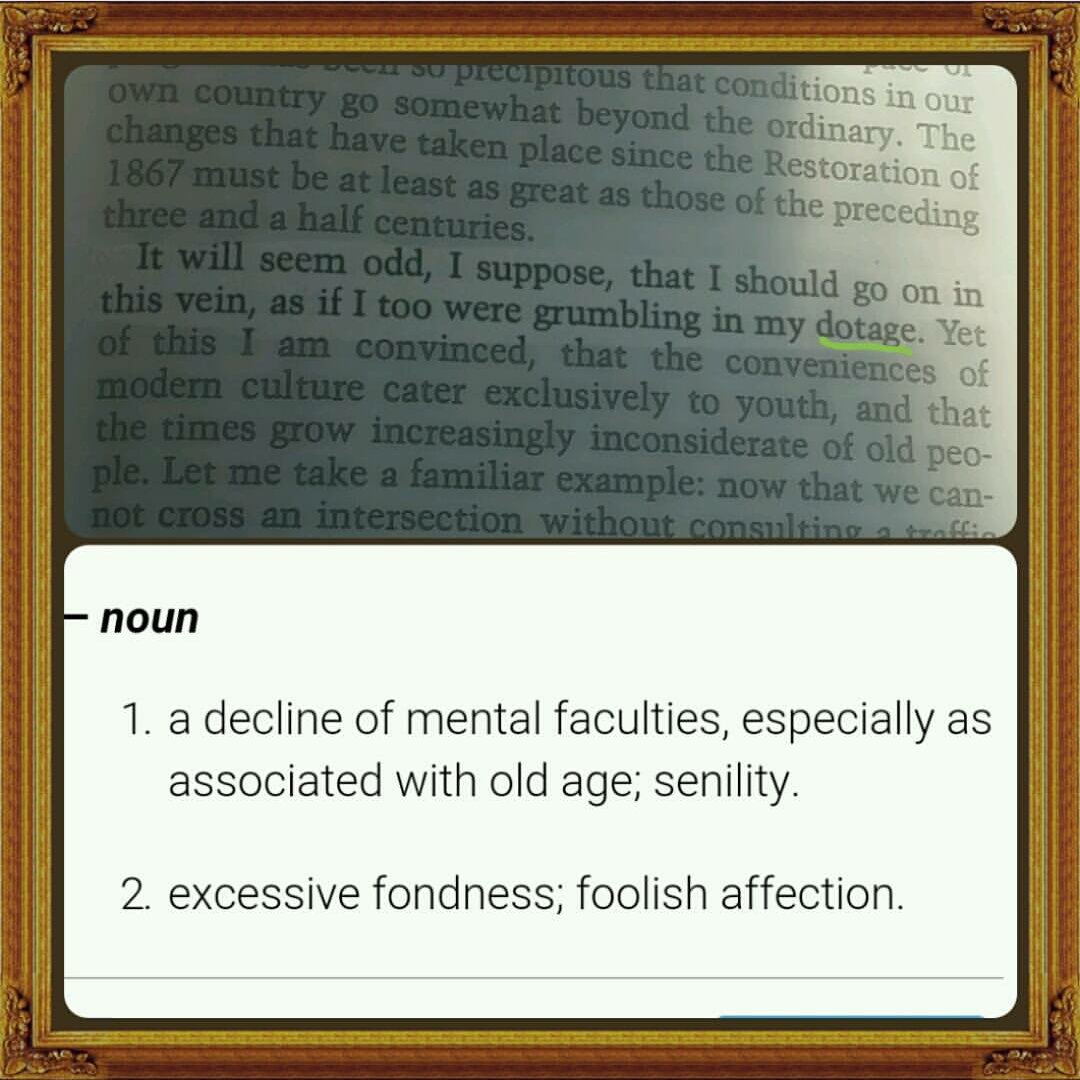 VocabTime's tweet photo. Dotage:๐ดโค๐ต
#InPraiseOfShadows #JunichiroTanizaki #DictionaryApp #VocabTime #Dotage #English #Vocabulary #WordOfTheDay https://t.co/8PzGp17GVU