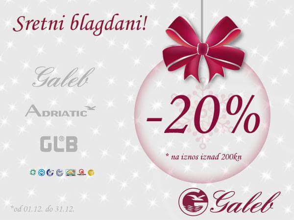 Blagdanski popust 20% cijeli mjesec u Galebu!