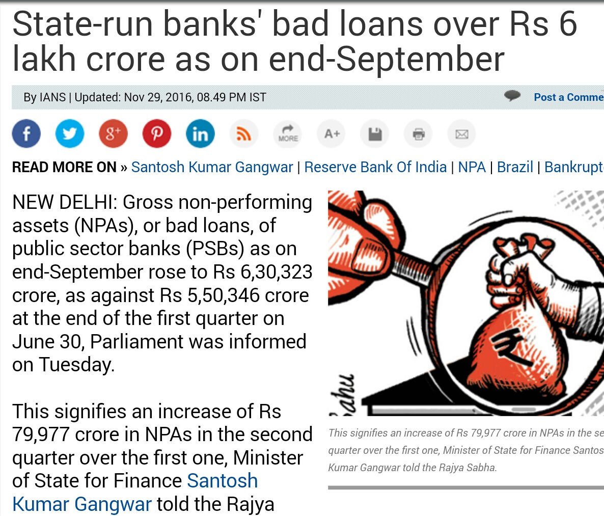 geetv79's tweet image. economictimes.indiatimes.com/news/economy/f…
#झूठ_लूट_की_सरकार
#ModiNoteGate 
2nd Qtr NPAs Rise ⏫₹ 79,977 Cr⏫ Over 1st Qtr 
AchheDin for Defaulter Cronies 💰