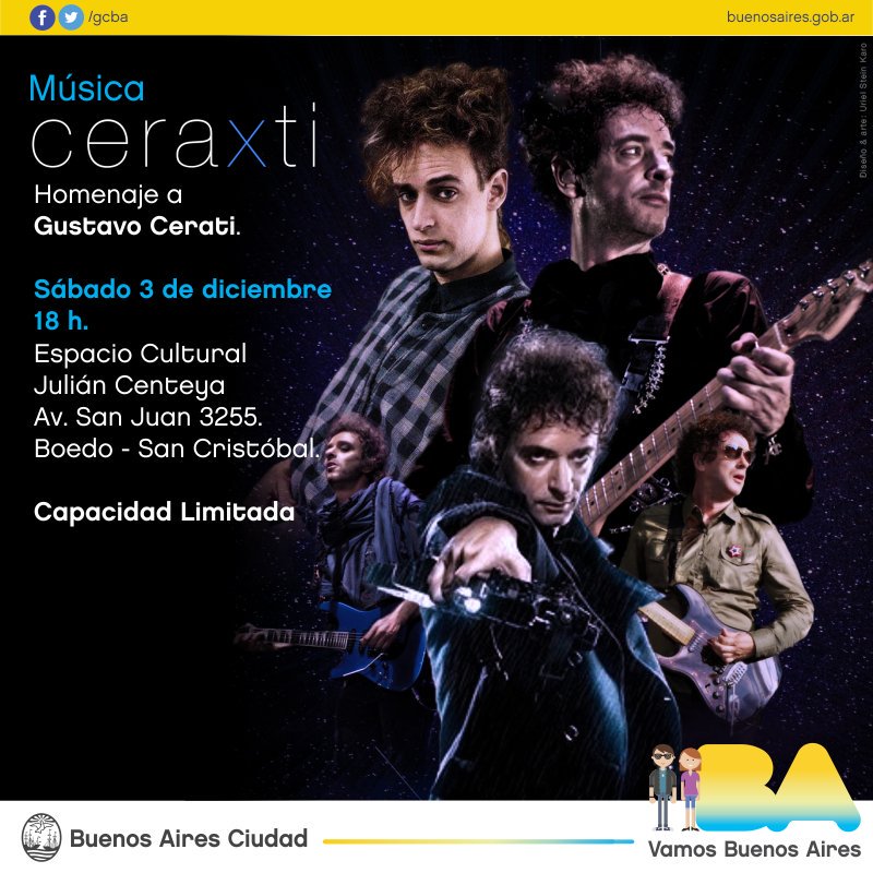 CeraXti's tweet photo. Ya buscaste tu entrada???? Falta muy poquito!!! #Gratis 
Será por "Gus" 
 @cerati  #CeraXti https://t.co/eLpSD08xbk