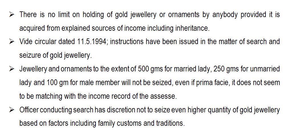 arunjaitley's tweet photo. Points clarified by ministry to remove any doubt about the current position of Income Tax Law in respect of gold jewellery https://t.co/HIbs6IvIv4