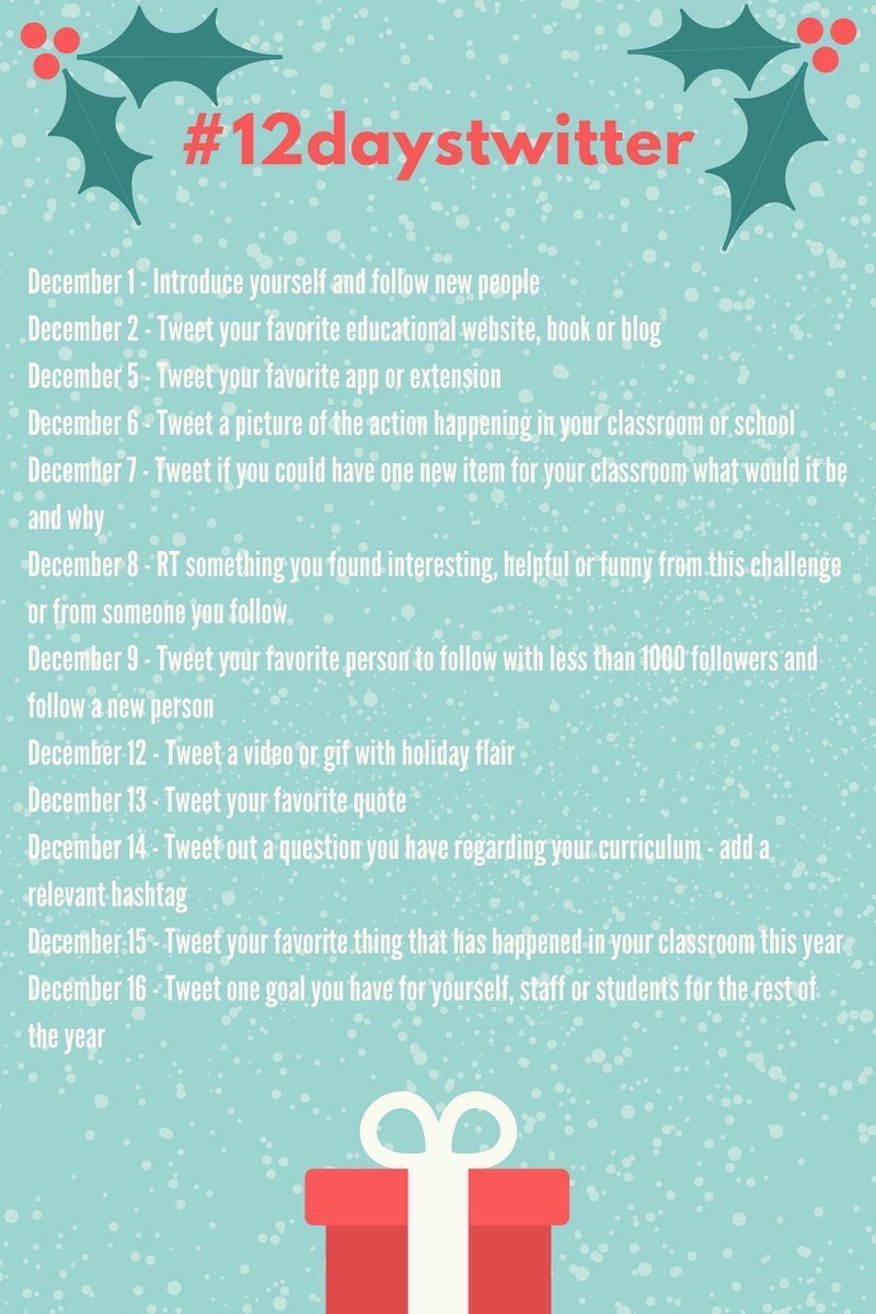 EdTechInfusion's tweet photo. #12daysoftwitter starts today. Join the fun &amp; expand your PLN! https://t.co/xcPFTR376u