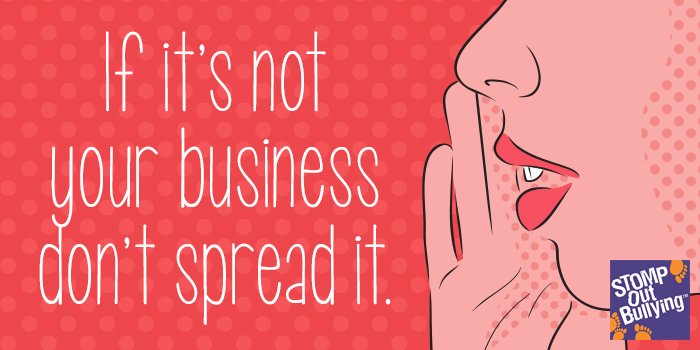 STOMPOutBullyng's tweet image. Making someone else feel bad intentionally is bad. Gossiping, name­-calling &amp;amp; #bullying are just plain mean! #KeepKind #KINDIsAwesome