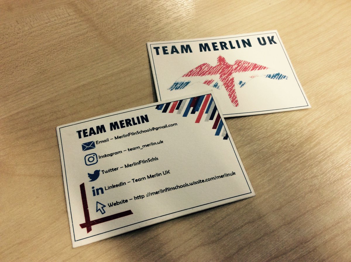 MerlinF1inSchls's tweet photo. Business cards being developed, what do you think? #teammerlinuk #f1inschools #racetoregionals https://t.co/YRM8sOn1aF