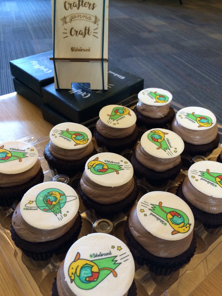 SiteGround's tweet photo. Stop by our booth to get a cool handcrafted phone stand and try out our yummy wapuu cupcakes :)) #PublishConf https://t.co/OxLaGVKKkV