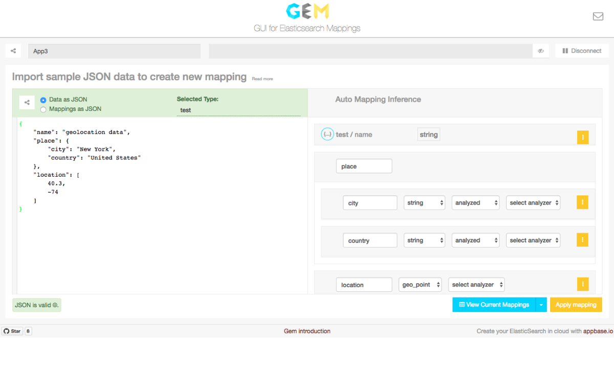 ReactiveCo's tweet photo. Announcing GEM - 💎 GUI for Elasticsearch mappings #opensource #database https://t.co/EQE694jvnO