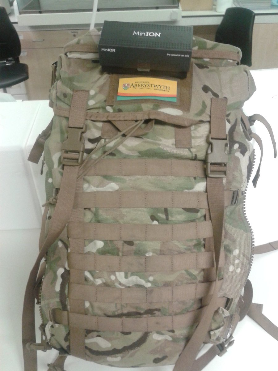 NanoporeConf's tweet photo. .@arwynedwards "Metagenomad" rucksack 45 litre 7Kg rucksack w everything needed for @nanopore sequencing #nanoporeconf https://t.co/jU3yHsCPTG