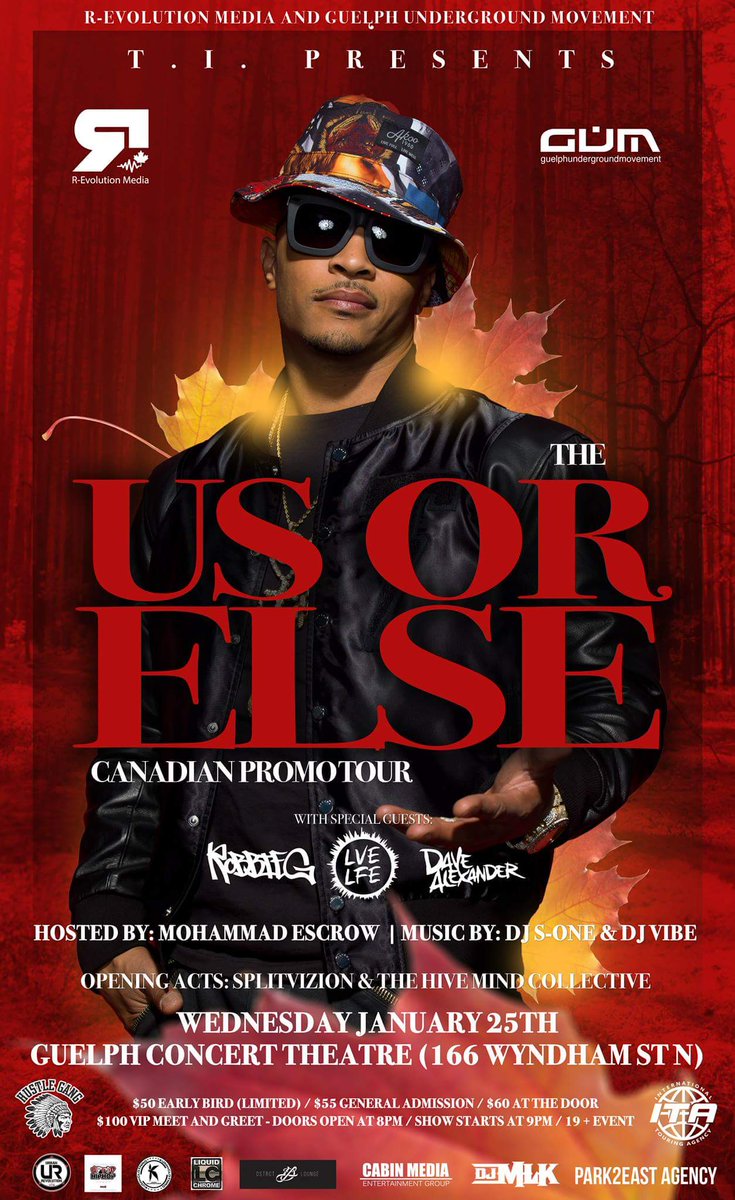 SplitVizion_'s tweet photo. Great way to start the new year! Opening for T.I. January 25th in Guelph @ The Guelph Concert Theatre. Tickets? Hit us up! #splitvizion https://t.co/DBWTBEaiGd