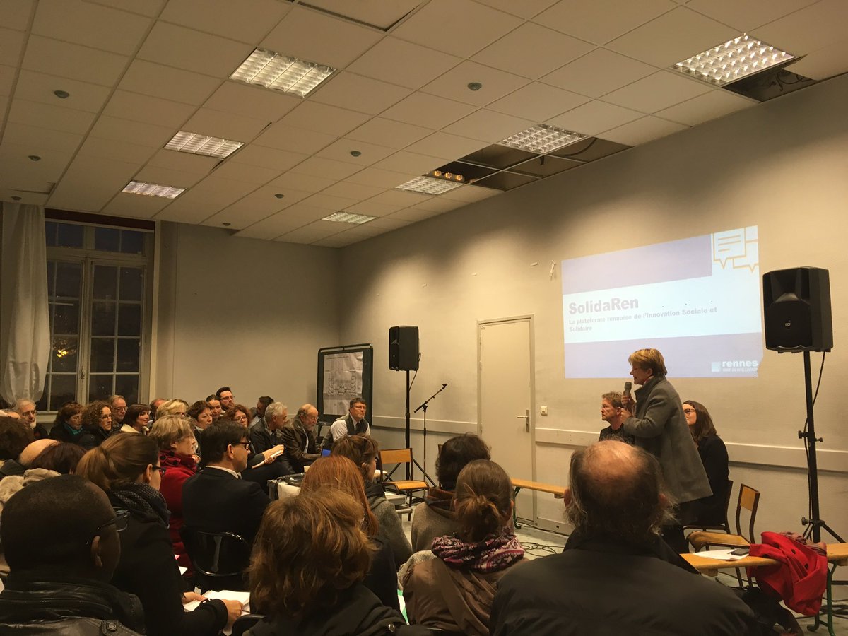 ElusPSRennes's tweet photo. Lancement de #SolidaRen plateforme rennaise d'innovation sociale par @nathalieappere : expérimenter avec acteurs locaux de la #solidarite https://t.co/260lG5sgDX