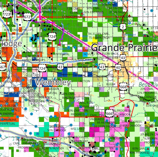 DVTGeomatics's tweet photo. #Divestco is pleased to release the #DeepBasin Players map for NW AB &amp; NE BC. Very focused land, wells and pipes for premium results! https://t.co/aYe1kM6O2p