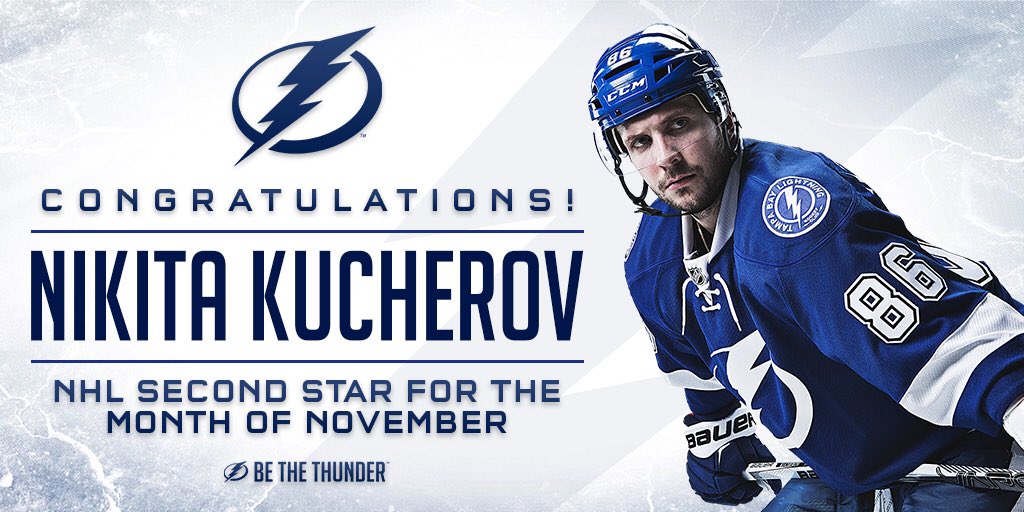 TBLightning's tweet photo. KUUUUUUUCH!

With 10 goals &amp; 18 points in November, he's been named the @nhl's Second Star of the Month ⚡️ https://t.co/RP1eX5FcdH