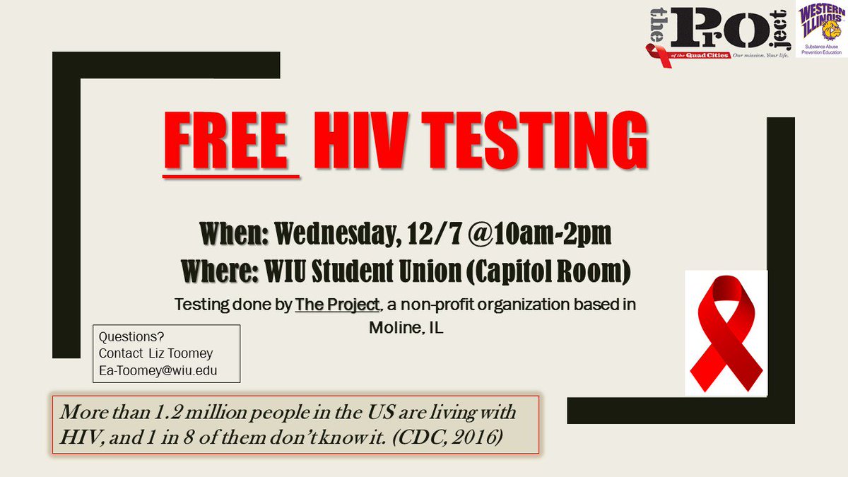 Free testing for <a href="/wiuedu/">David Bell</a> December 7th from 10-2pm in the Capitol Room! #WorldAIDSDay #gettested #knowyourstatus