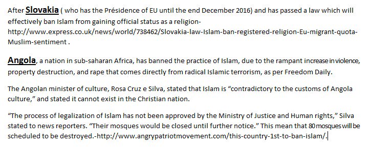 ema4fighting's tweet photo. Breaking :Muslims are furious :around 80 mosques are going to be shut down after Angola has banned their religion.https://t.co/WWEYzyCt4D https://t.co/Rw7Z4MMUQO