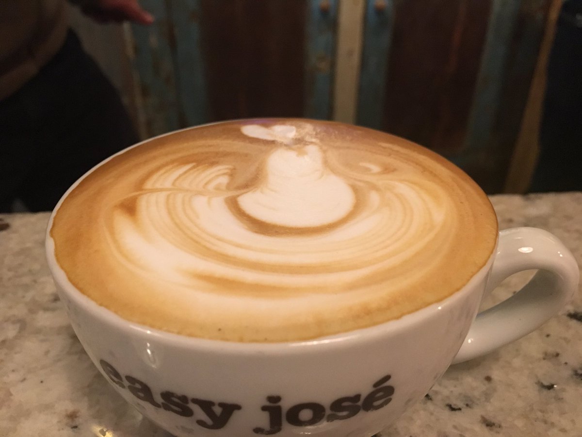 PearTreeWhitley's tweet photo. #coffeeart @EasyJoseCoffee #getin #firstatempt I expect better next week #we❤️coffee https://t.co/IJoqjIZtcl
