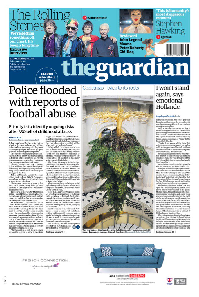 paul__johnson's tweet photo. Abuse in football
The scandal grows
Tomorrow's Guardian https://t.co/jaVh4vCj5s