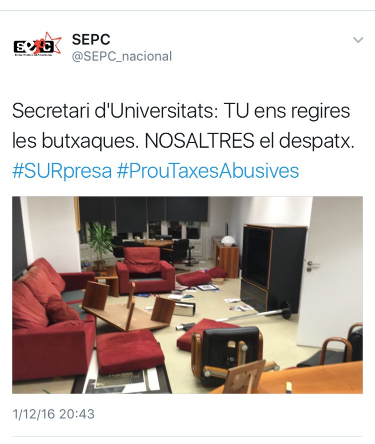 JNCatalunya's tweet photo. Cap idea justifica l'ús de la violència. La vostra revolució no és la nostra. Condemnem #SURpresa https://t.co/1JynojKMYh