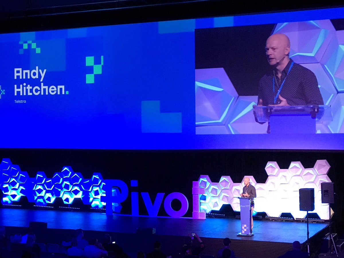 PivotSummit's tweet photo. Andy Hitchen from @Telstra - #awesome Exciting to hear about Telstra's pivotal role in the digital community. #PivotSummit2016 https://t.co/GF4sGnDr8L