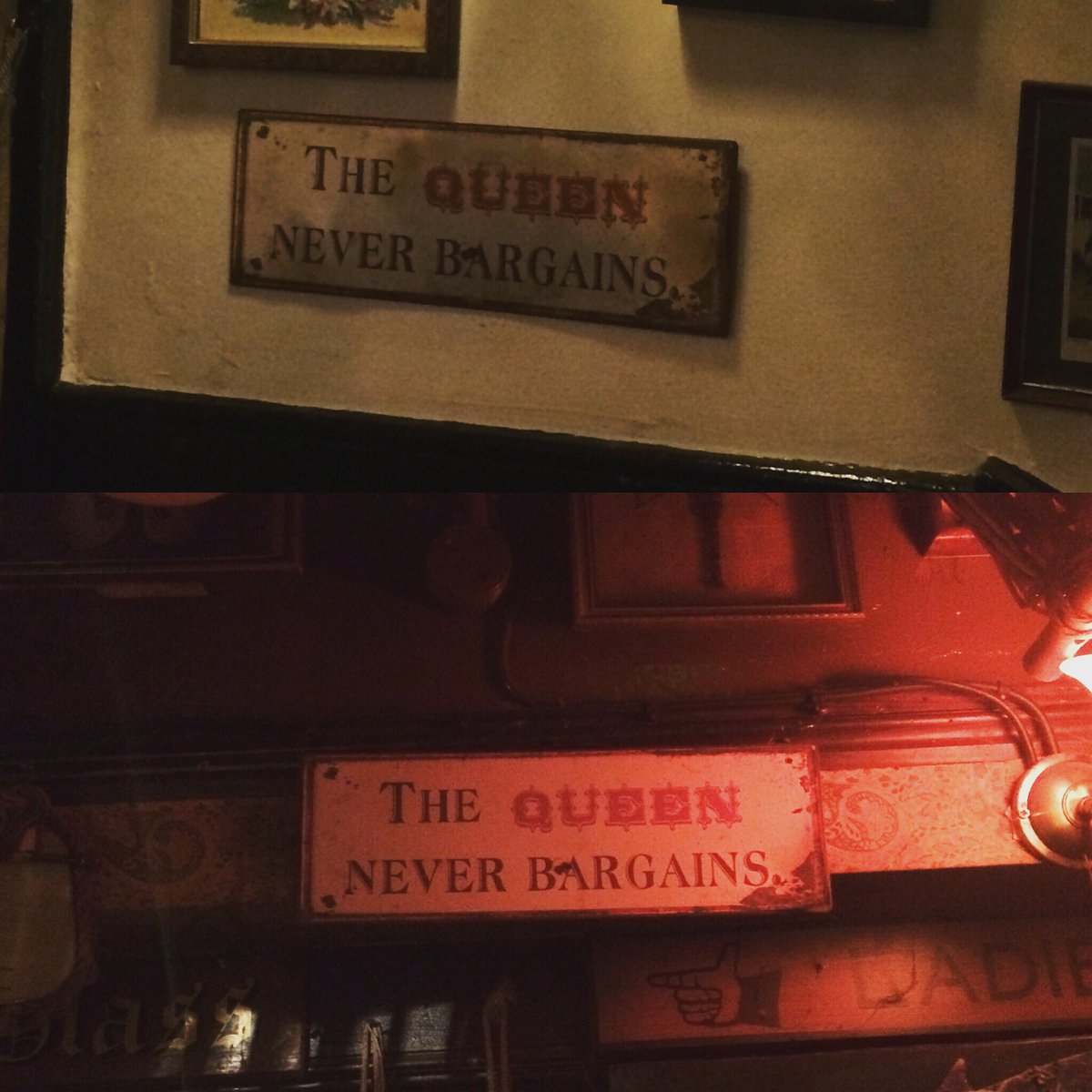 queenschesh's tweet photo. From the @ChurchillArmsW8 to the Queens head :D #honoured #amazingpub https://t.co/YZhW850v5l